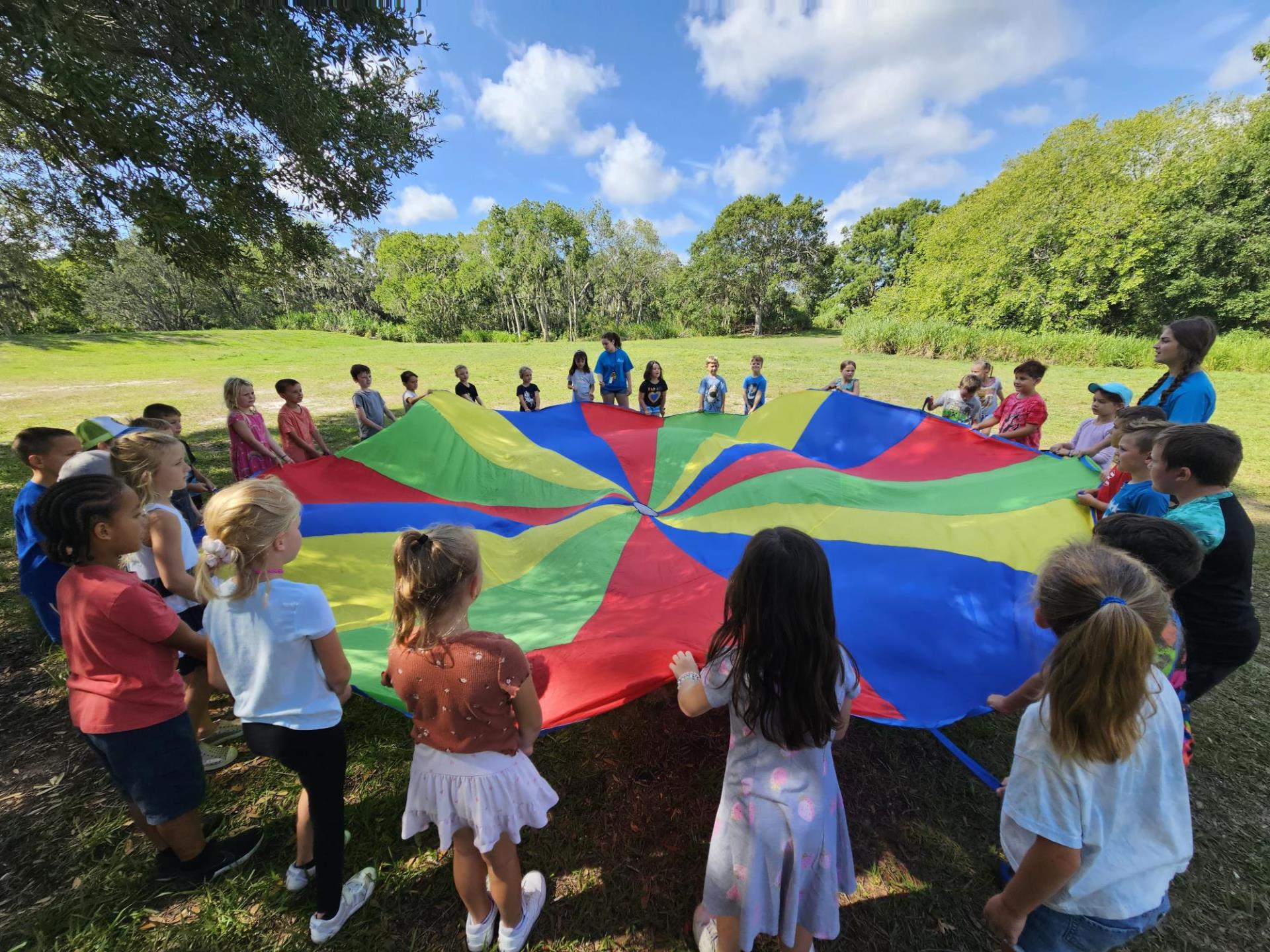 Campers with parachute